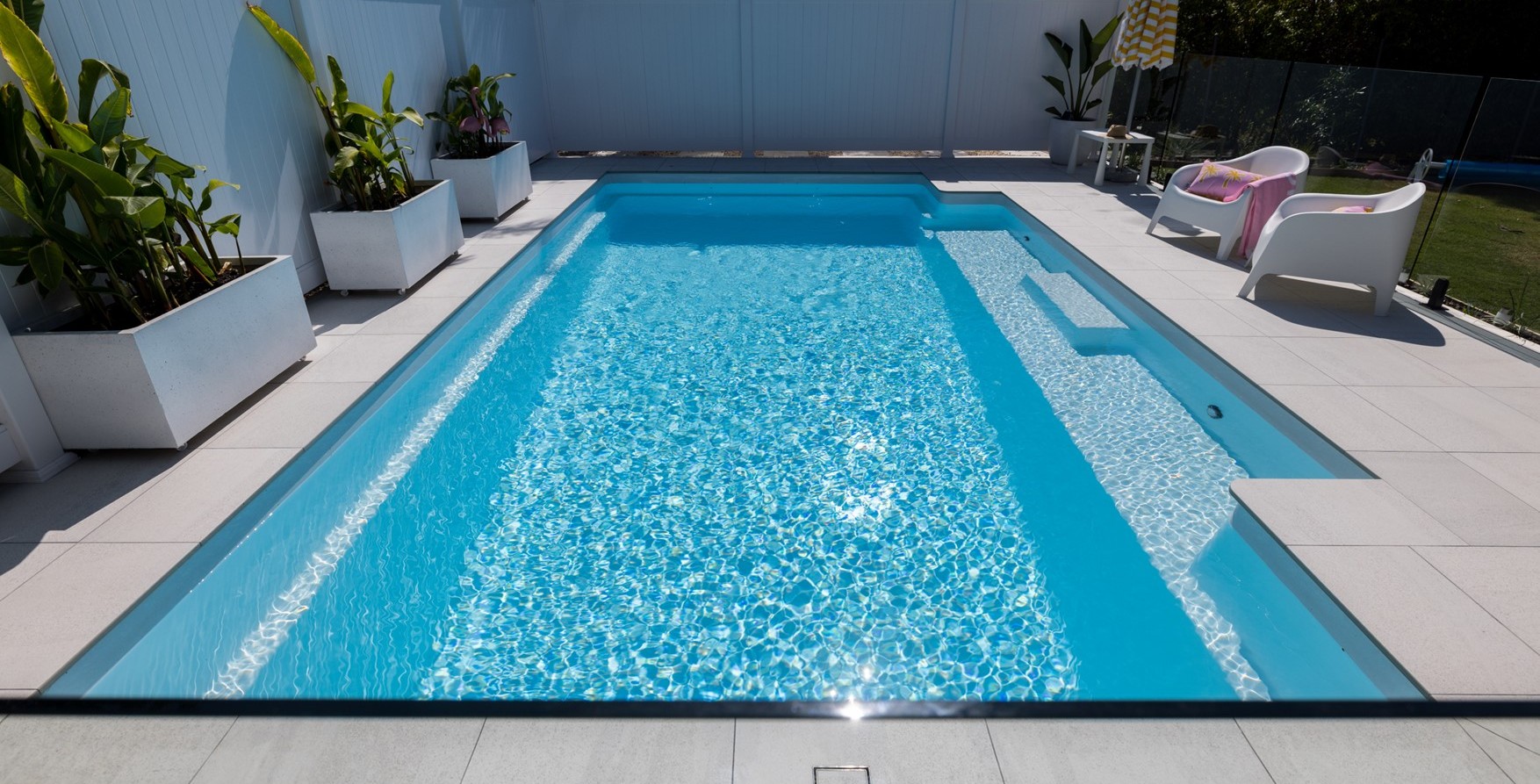 Alpine White fibreglass pool interior colour